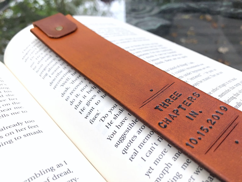 Personalized Custom Leather Bookmark Fathers Day Reader Gift Leather Anniversary Husband Leather 3rd Anniversary Gift Teacher Gift image 2