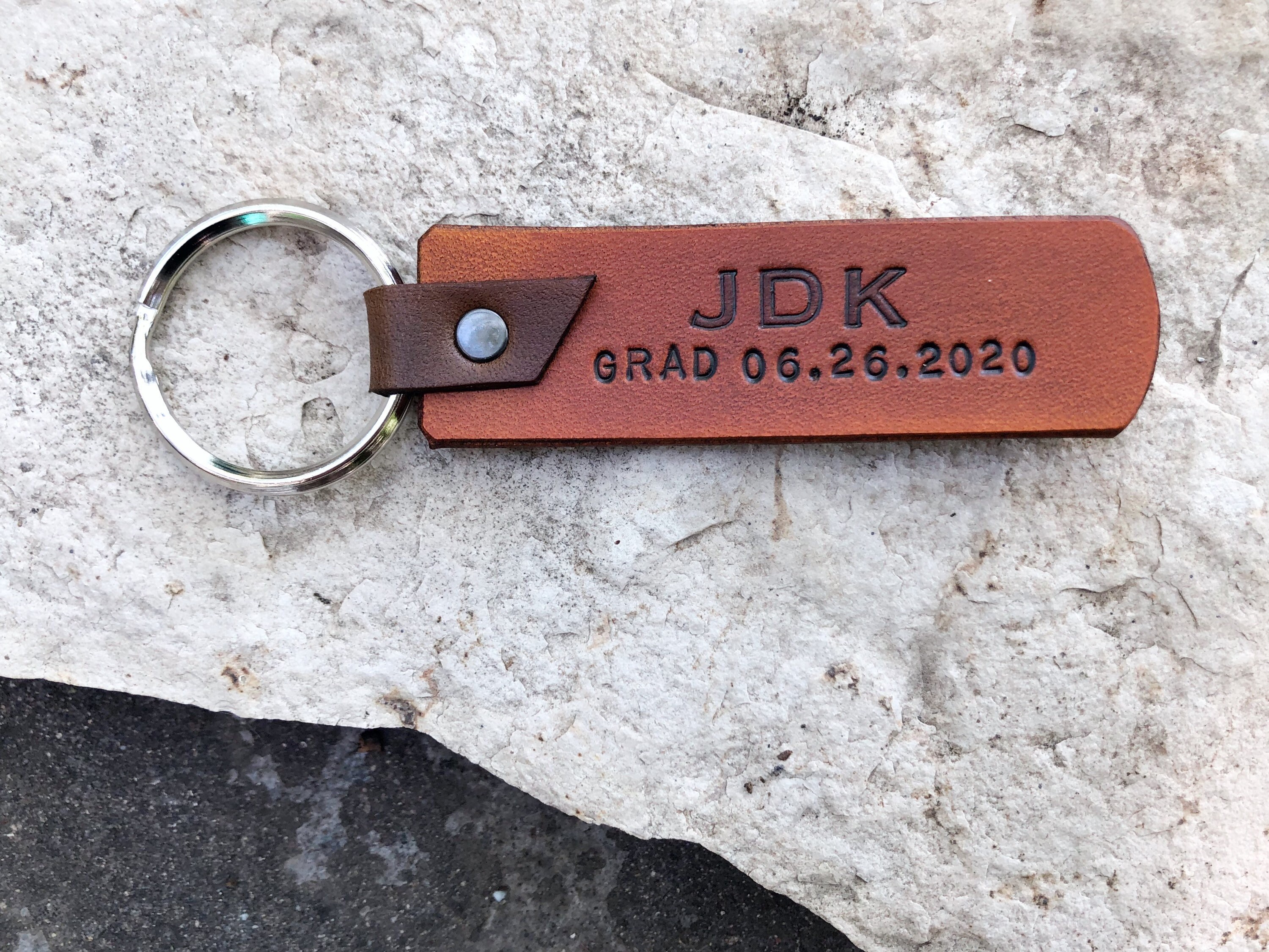 Leather Key Tag Personalized keyring Leather Anniversary Etsy