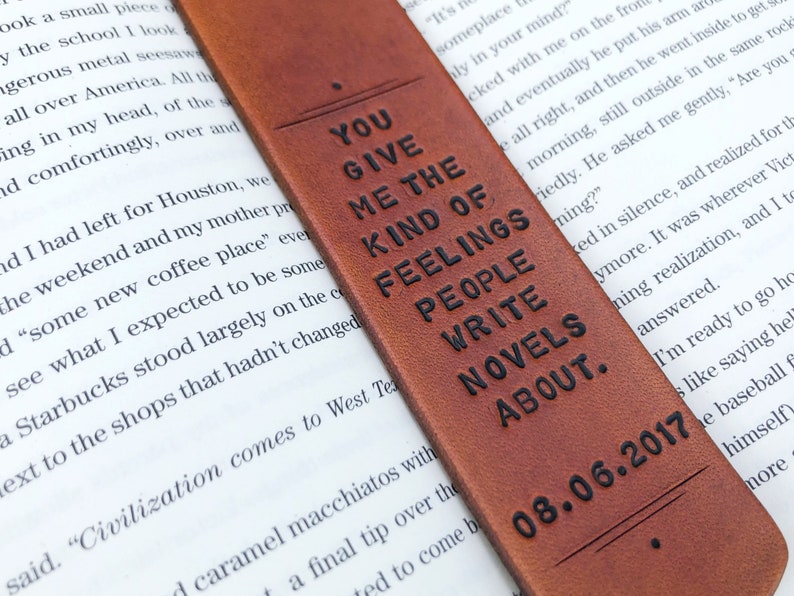 Personalized Custom Leather Bookmark Fathers Day Reader Gift Leather Anniversary Husband Leather 3rd Anniversary Gift Teacher Gift image 5