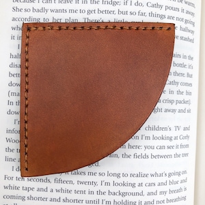 Personalized Tan Leather Corner Bookmark Custom Message Lettering Leather Anniversary For Him or Her Valentine's Day Romantic Gift image 7