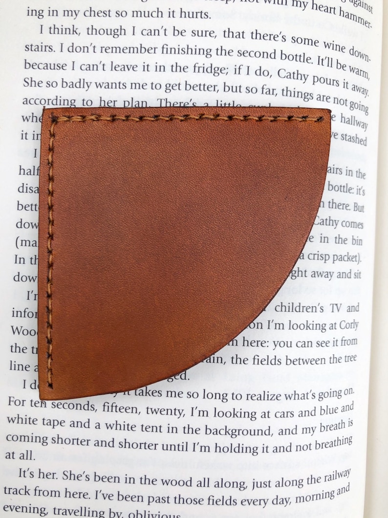 Personalized Tan Leather Corner Bookmark Teacher Gift Retirement Gift Leather 3rd Anniversary Mother's Day Father's Day Gift image 7