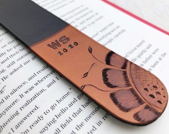 Personalized Leather Bookmark - Custom Letters Leather - Valentine's Day Reader Present - Teacher Christmas Gift - Third Anniversary Gift