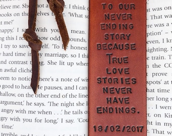 Personalized Custom Leather Bookmark - Romantic Leather - Valentine's Day Gift - Leather Anniversary - Husband Leather 3rd Anniversary Gift