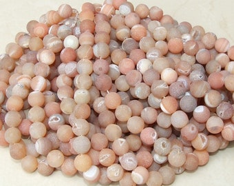 12mm - Natural New Red Druzy Agate Beads, Druzy Beads - Matte Finish Round Druzy Beads - Gemstone Beads - Jewelry Beads- Full or Half Strand
