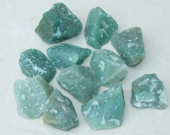 Four Raw Green Aventurine Gemstone Chunks, Undrilled Rough Natural Stones Rocks.  Approx. 1-1/2 - 2 inch (40-50mm)