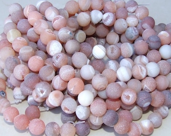 12mm - Natural Red Druzy Agate Beads - Druzy Beads - Matte Finish Round Druzy Beads - Gemstone Beads - Jewelry Beads- Full or Half Strand