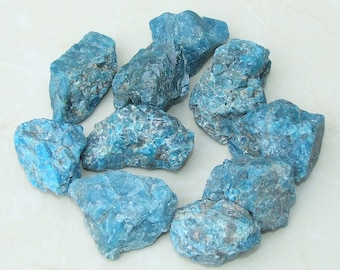 Two Large Raw Blue Apatite Gemstone Chunks, Undrilled Rough Natural Stones Rocks.  Approx. 2 inch (50mm)