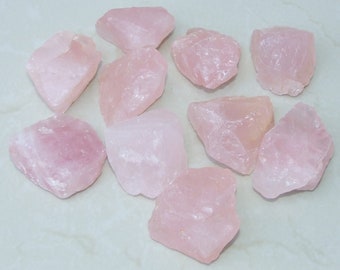 4 Large Raw Rose Quartz Gemstone Chunks, Undrilled Rough Natural Stoness, Loose Quartz Crystal Rocks.  Approx. 1-1/4 - 2 inch (35-50mm)