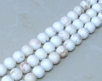 Natural White Magnesite - 6mm - Round Beads - Gemstone Beads - Jewelry Beads - White -15 inch Strand