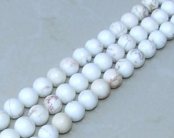 Natural White Magnesite - 8mm - Round Beads - Gemstone Beads - Jewelry Beads - White -15 inch Strand
