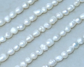 Natural Cultured Freshwater Pearl Beads, Rice Shape, 5mm x 7mm, Half Strand / Full Strand, 13A