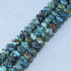 Pepita facetada de turquesa africana, pingente de pedra preciosa, contas de pedras preciosas, pedras de joalheria, contas de turquesa africana, meio fio, 12 mm x 8 mm - 16