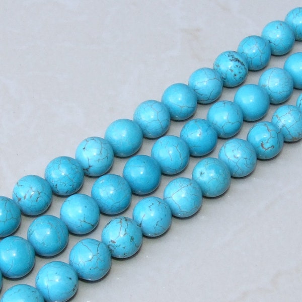 Magnesite Round  Beads - 10mm - Turquoise Blue Green - Gemstone Beads - Jewelry Beads - 15 inch Strand