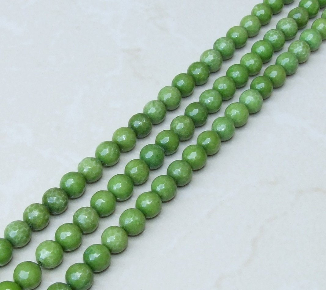Green Jade - 10mm - Faceted Bead - Gemstone Beads - Jewelry Beads - 15