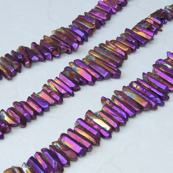 Polished Purple & Gold Titanium Quartz Points, Quartz Crystal, Crystals Points, Crystal Quartz, Mardi Gras - Gemstones Beads - 20mm - 40mm