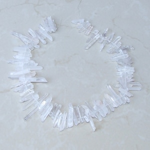 Thin Clear Raw Rough Quartz, Full Strand, Raw Quartz Crystals Points, Natural Quartz Points, Gemstone Beads, Random Lengths - 15mm - 30+mm