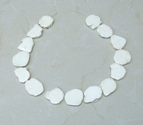 White Magnesite Beads, Magnesite Nuggets Beads Slabs,  Howlite Beads, Slab Gemstones, Howlite Necklace, Loose Stones, Slabs - 30mm to 35mm