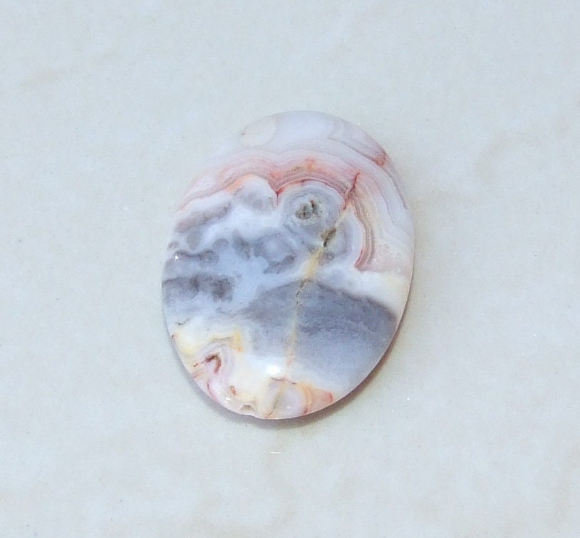 Polished Oval Bead Single Stone Crazy Lace Agate Gemstone Pendant Mexican Agate Bead Loose Stones Jewelry Stones 25mm x 35mm 7669
