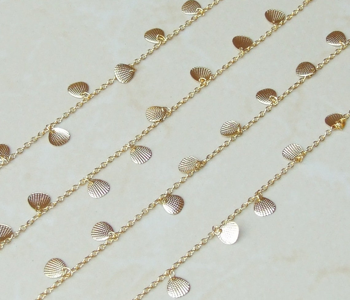 Gold Plated Shell Shaped Chain, Necklace Chain, Bulk Chain, Jewelry ...