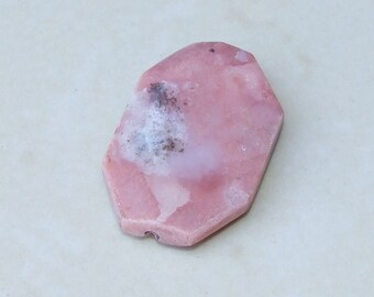 Pink Peruvian Opal Faceted Bead - Pink Opal Stone - Polished Pink Opal - Pink Opal Slab Bead Pendant - Druzy Pendant - 25mm x 38mm - 2159