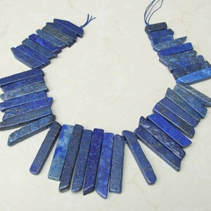Lapis Beads, Polished Pendant Slice, Lapis Beads, Lapis Lazuli Slice, Gemstone Beads, Lapis Jewelry Supplies, Half Strand 25mm to 40mm image 2