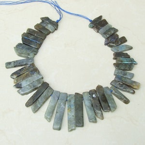 Labradorite Slab Slice Beads, Full Strands, Gemstone Beads, Jewelry Stones - 39mm x 54mm - 3124