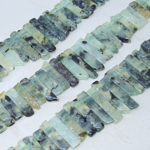 Prehnite Beads, Polished Natural Prehnite Slice, Prehnite Pendants, Natural Gemstone Beads, Prehnite Jewelry, Half Strand - 25mm to 45mm