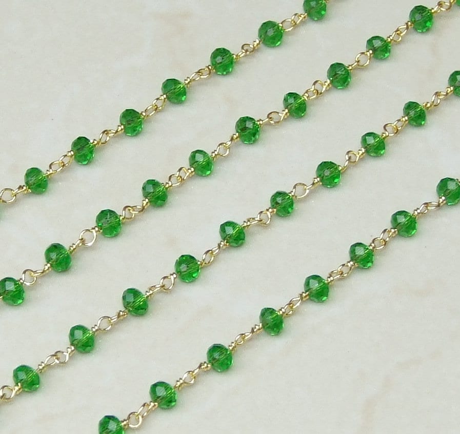 Emerald Green Glass Rosary Chain Bulk 