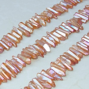 Polished Orange Peach Titanium Quartz Cluster Point, Titanium Quartz Points Strand, Quartz Points Drilled, Quartz Crystals Points, Gemstone