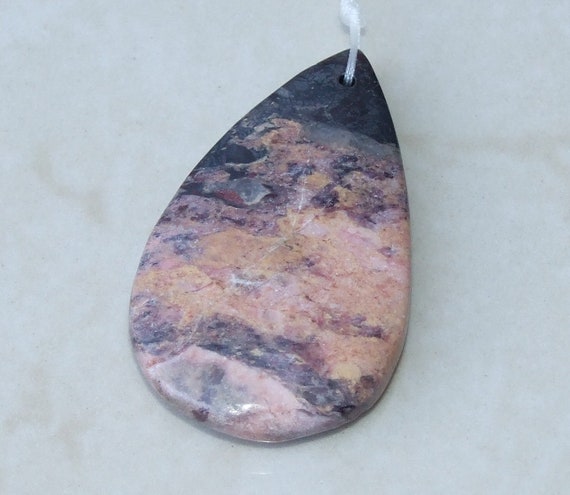 Rhodonite Pendant, Jewelry Pendant, Gemstone Pendant, Highly Polished Stone Pendant, Natural Stone Pendant, Necklace Pendant, 31x52mm - 9579