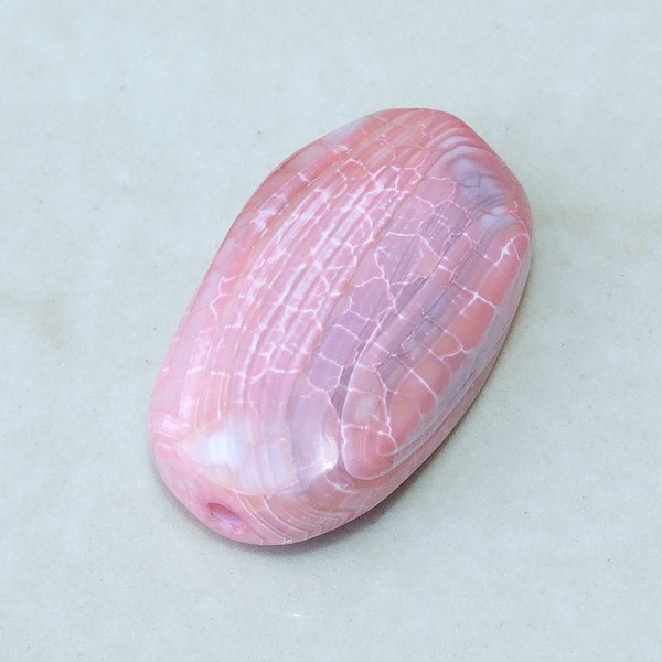 Pink Agate Faceted Polished Bead, Gemstone Bead Pendant, Center Drilled, Loose Gemstones, Natural Stone Beads, 20mm x 36mm – 7771
