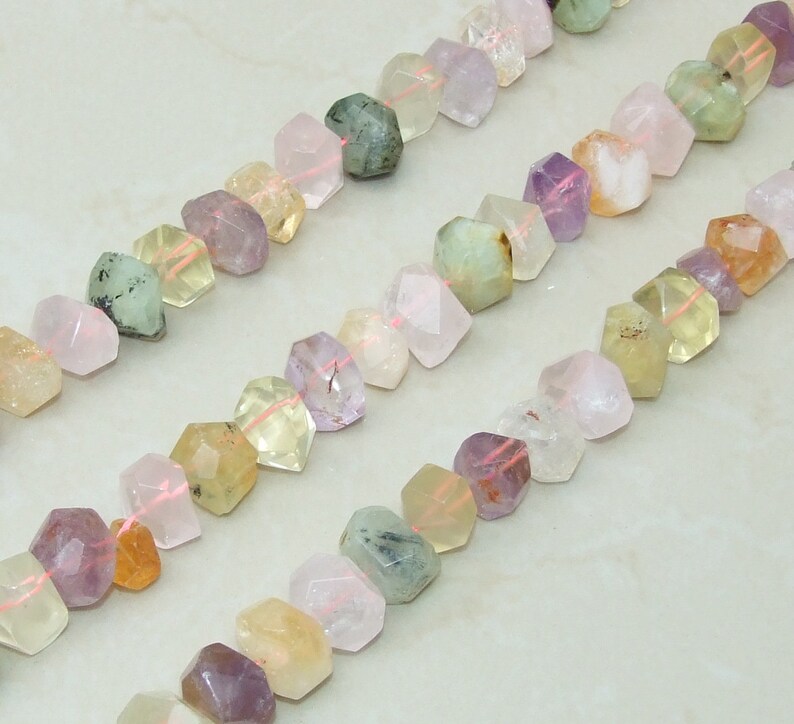 Mixed Quartz Faceted Nuggets, Gemstone Pendant, Gemstone Beads, Jewelry Stones, Loose Jewelry Stones, Half Strand 18-20mm image 1