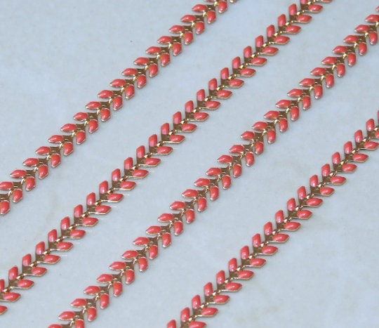 Fish Roe Pattern Chain Enamel Chain, Gold Plated Fish Bone Chain, Chevron Chain, Necklace ...