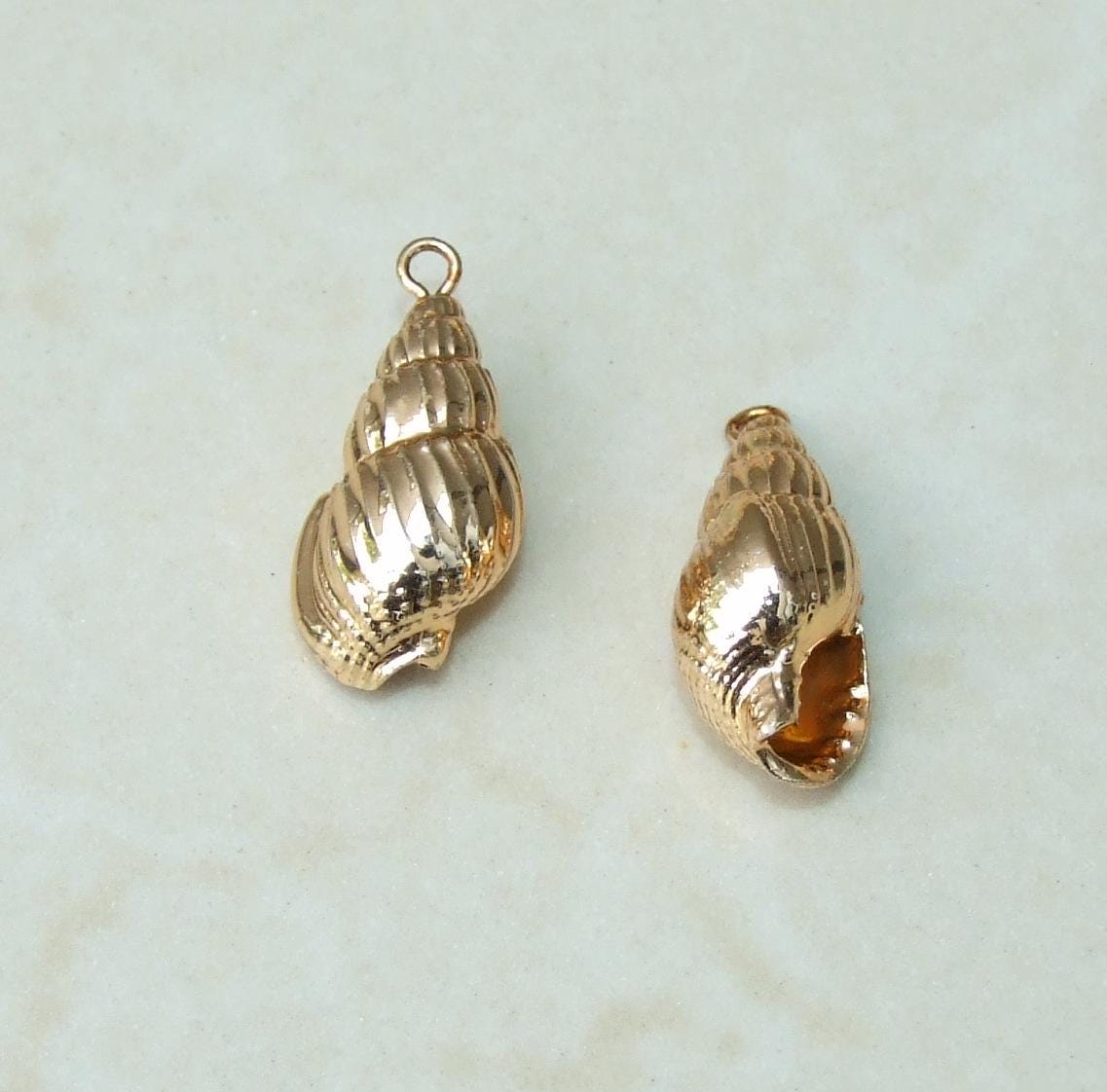 Natural Gold Shell Gold Plated Sea Shell - Natural Sea Shell - Spiral Shell Pendant ...