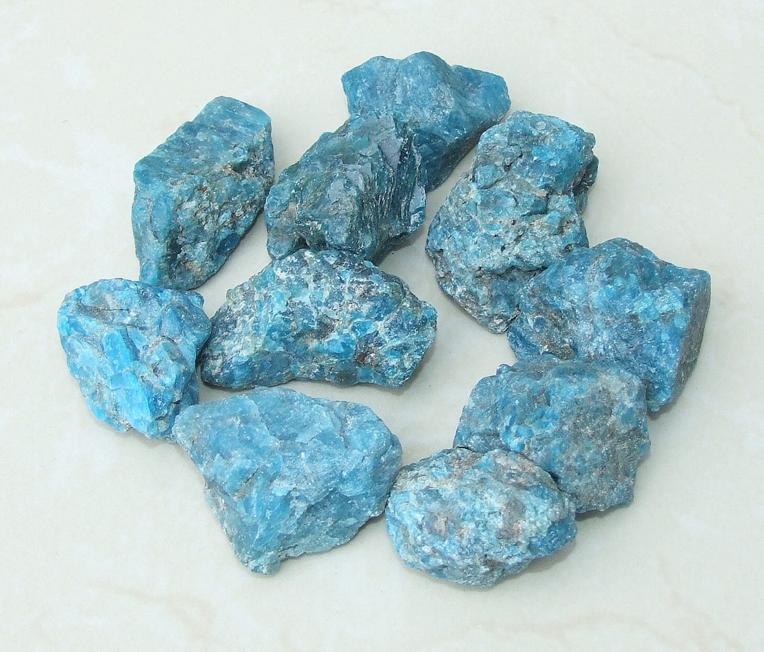 Two Large Raw Blue Apatite Gemstone Chunks, Undrilled Rough Natural ...