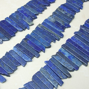 Lapis Beads, Polished Pendant Slice, Lapis Beads, Lapis Lazuli Slice, Gemstone Beads, Lapis Jewelry Supplies, Half Strand 25mm to 40mm image 1