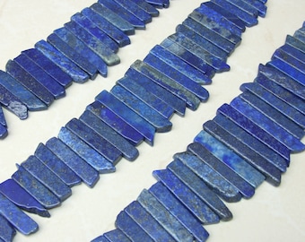 Lapis Beads, Polished Pendant Slice, Lapis Beads, Lapis Lazuli Slice, Natural Gemstone Beads, Lapis Jewelry, Half Strand - 25mm to 40mm