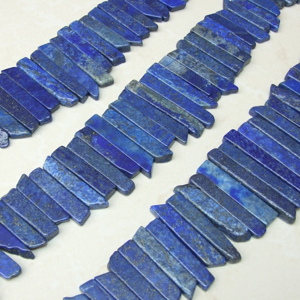 Lapis Beads, Polished Pendant Slice, Lapis Beads, Lapis Lazuli Slice, Gemstone Beads, Lapis Jewelry Supplies, Half Strand - 25mm to 40mm