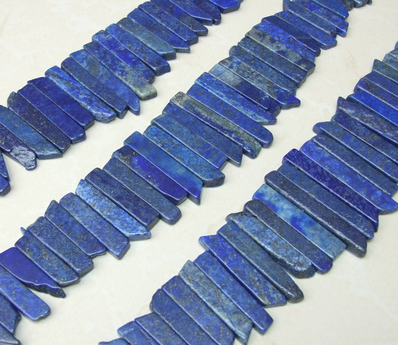 Lapis Beads, Polished Pendant Slice, Lapis Beads, Lapis Lazuli Slice, Gemstone Beads, Lapis Jewelry Supplies, Half Strand 25mm to 40mm image 1