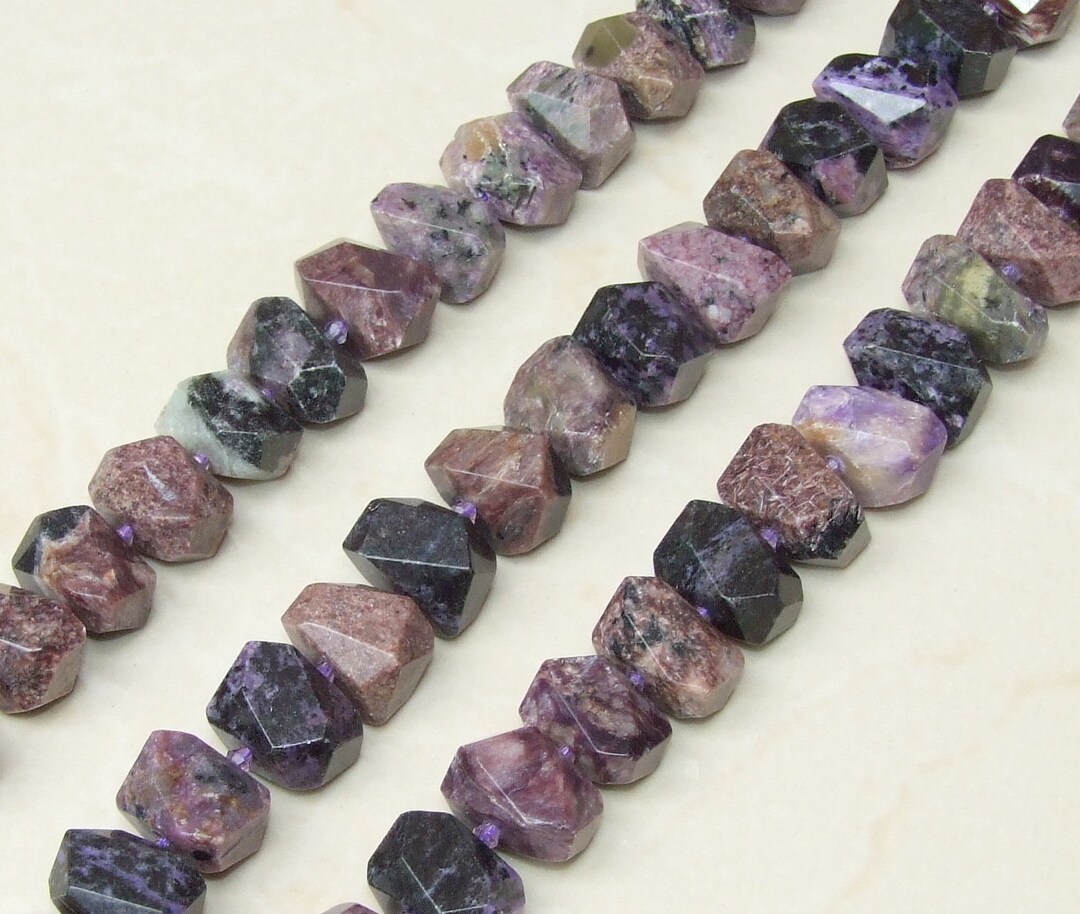 Charoite Faceted Nugget, Gemstone Beads, Polished Charoite Pendant