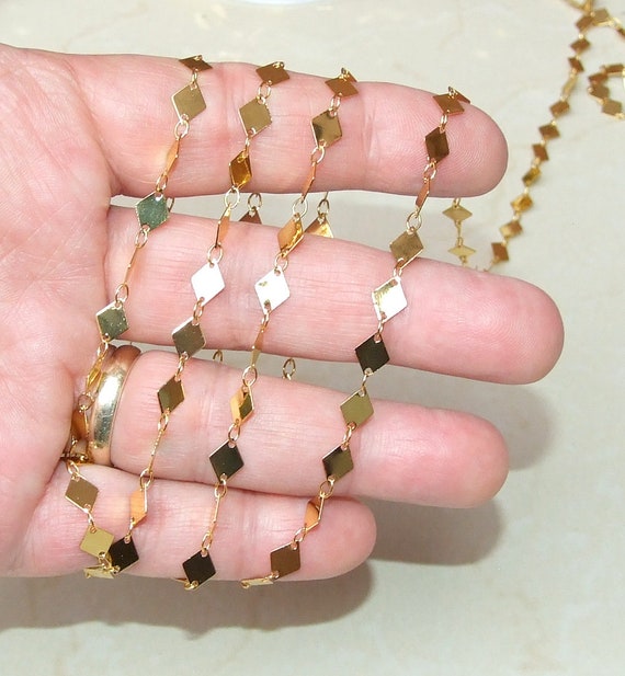 Gold Plated Rhombus Diamond Shaped Chain Necklace Chain Bulk