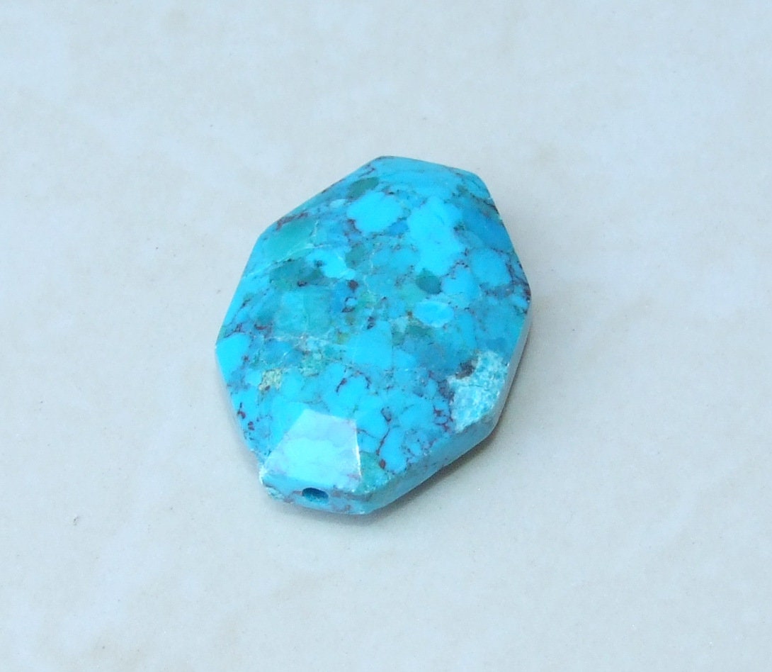 Turquoise Stone Faceted Stones Gemstone Beads Connector Emerald Cut Center Drilled