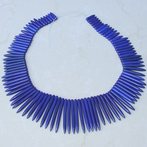 Lapis Blue Turquoise, Spike Beads, Spike Collar, Spike Choker Necklace, Turquoise Spike Necklace, Statement Necklace, Bib Necklace, 50mm