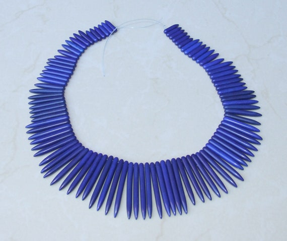 Lapis Blue Turquoise, Spike Beads, Spike Collar, Spike Choker