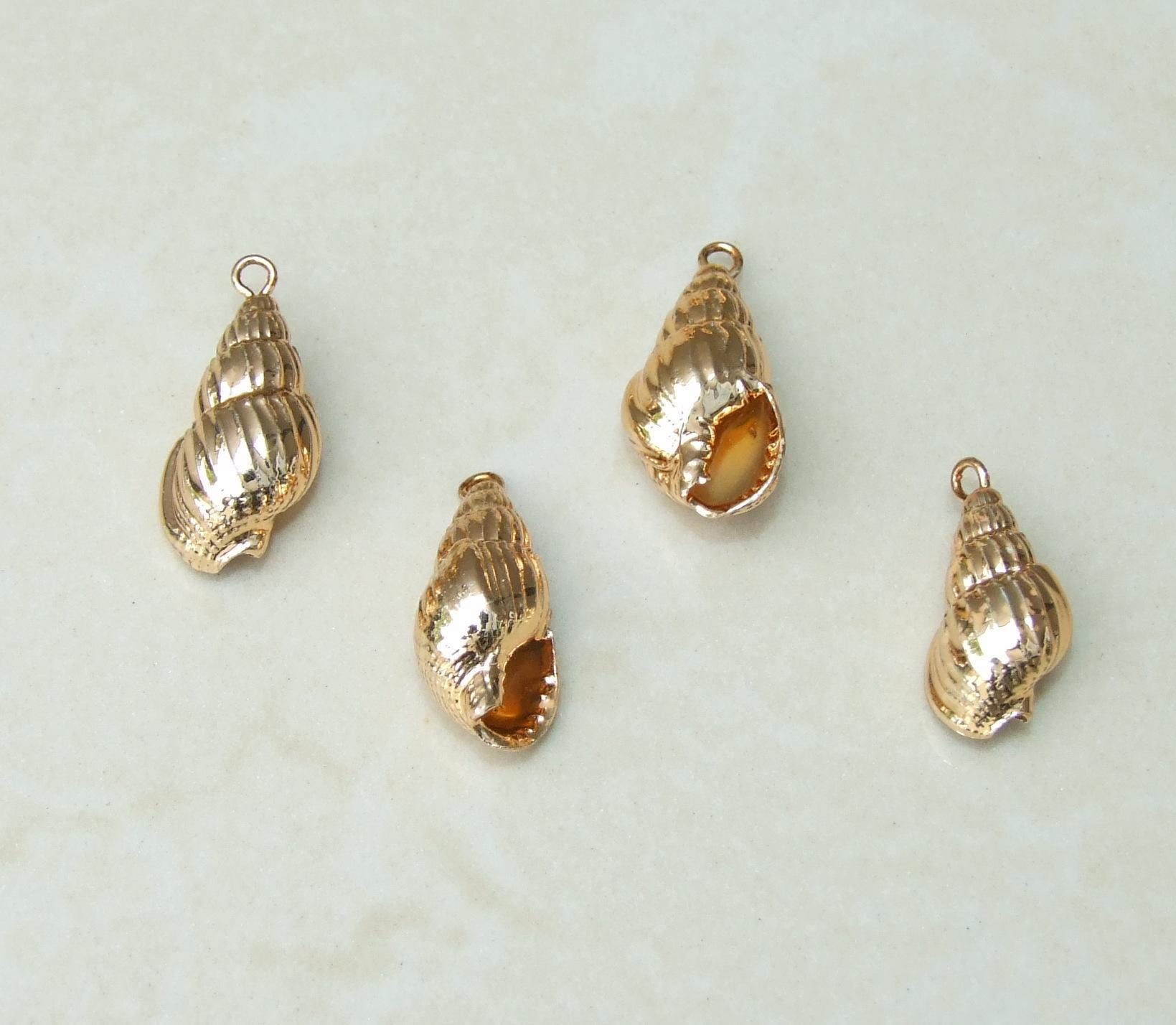 Gold Plated Sea Shell - Natural Sea Shell - Spiral Shell Pendant ...
