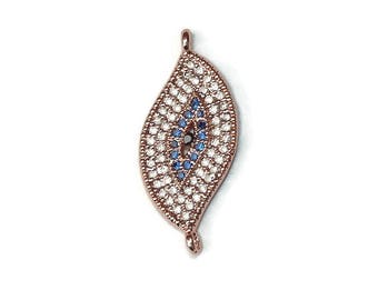 Rose Gold Leaf Connector Pendant – Cubic Zirconia Micro Pave Charm