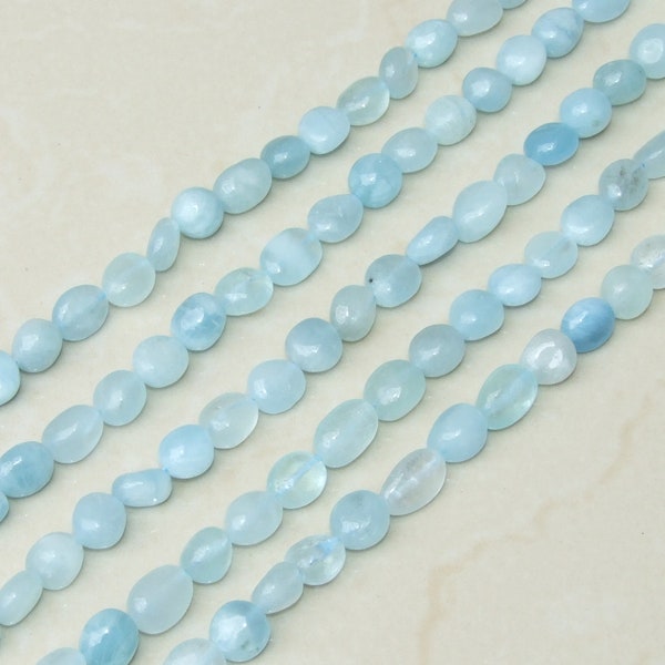 Aquamarine Beads, Gemstone Beads, Aquamarine  Nuggets, Natural Aquamarine, Polished Aquamarine, Natural Gemstones, Full Strand - 10mm - 15mm