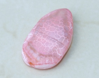 Pink Agate Faceted Polished Bead, Gemstone Bead Pendant, Center Drilled, Loose Gemstones, Natural Stone Beads, 25mm x 43mm – 7760