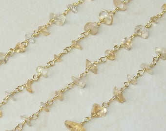 Citrine Quartz Rosary Chain by the Foot, Rosary Chain with Beads, Rosary Chain Wholesale, Rosary Chain Bulk, Rosary Chain for Jewelry Making
