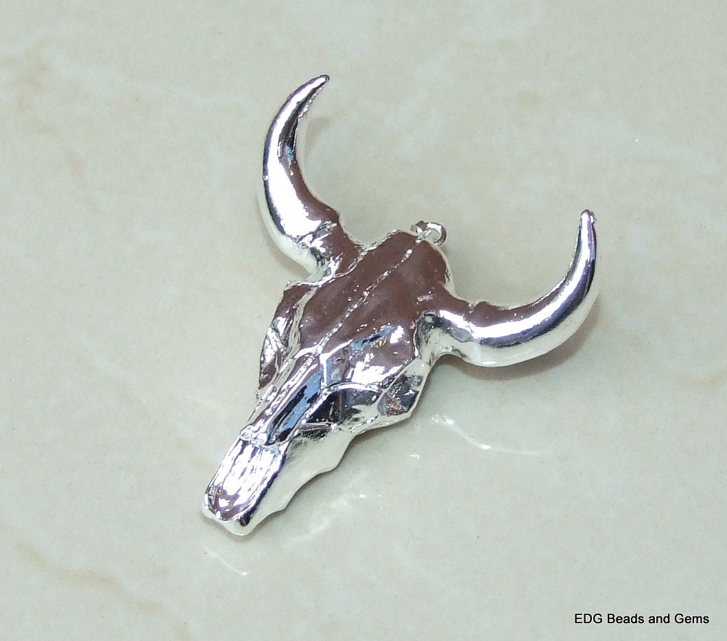 Six Pewter Steer Skull Pendants
